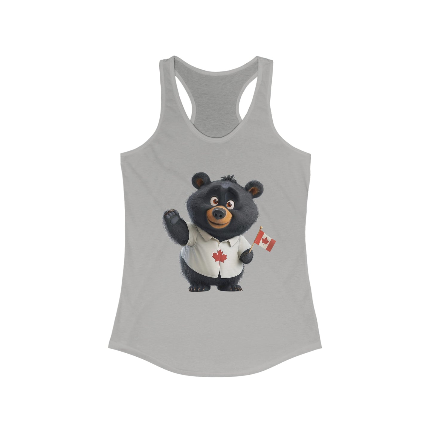 Women's Ideal Racerback Tank - Black Bear with Canadian Flag - CutieQ Shop