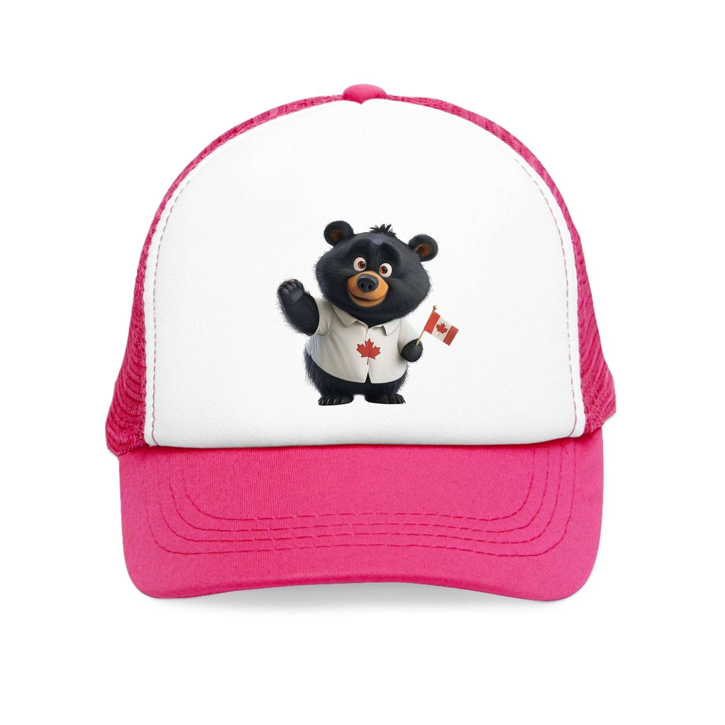 Mesh Cap - Black Bear with Canadian Flag - CutieQ Shop