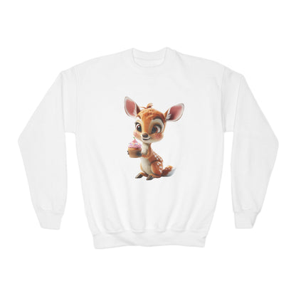 Youth Crewneck Sweatshirt - Deer Loves Cupcakes