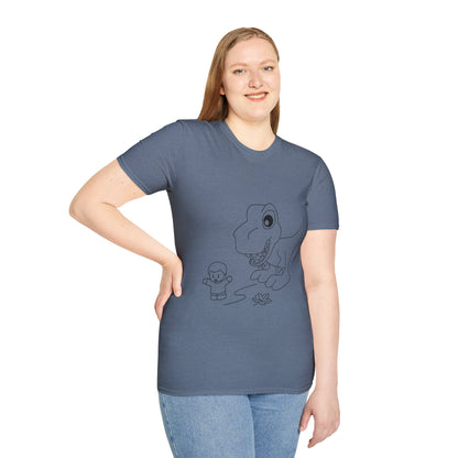 Unisex Softstyle T-Shirt - Dino Chasing Little People - CutieQ Shop