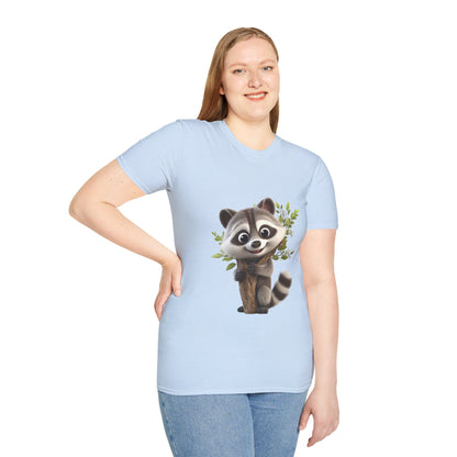 Unisex Softstyle T-Shirt - Raccoon Loves Nature - CutieQ Shop