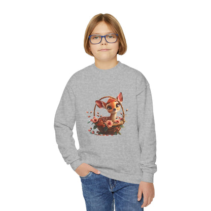 Youth Crewneck Sweatshirt - Deer and Flower Basket