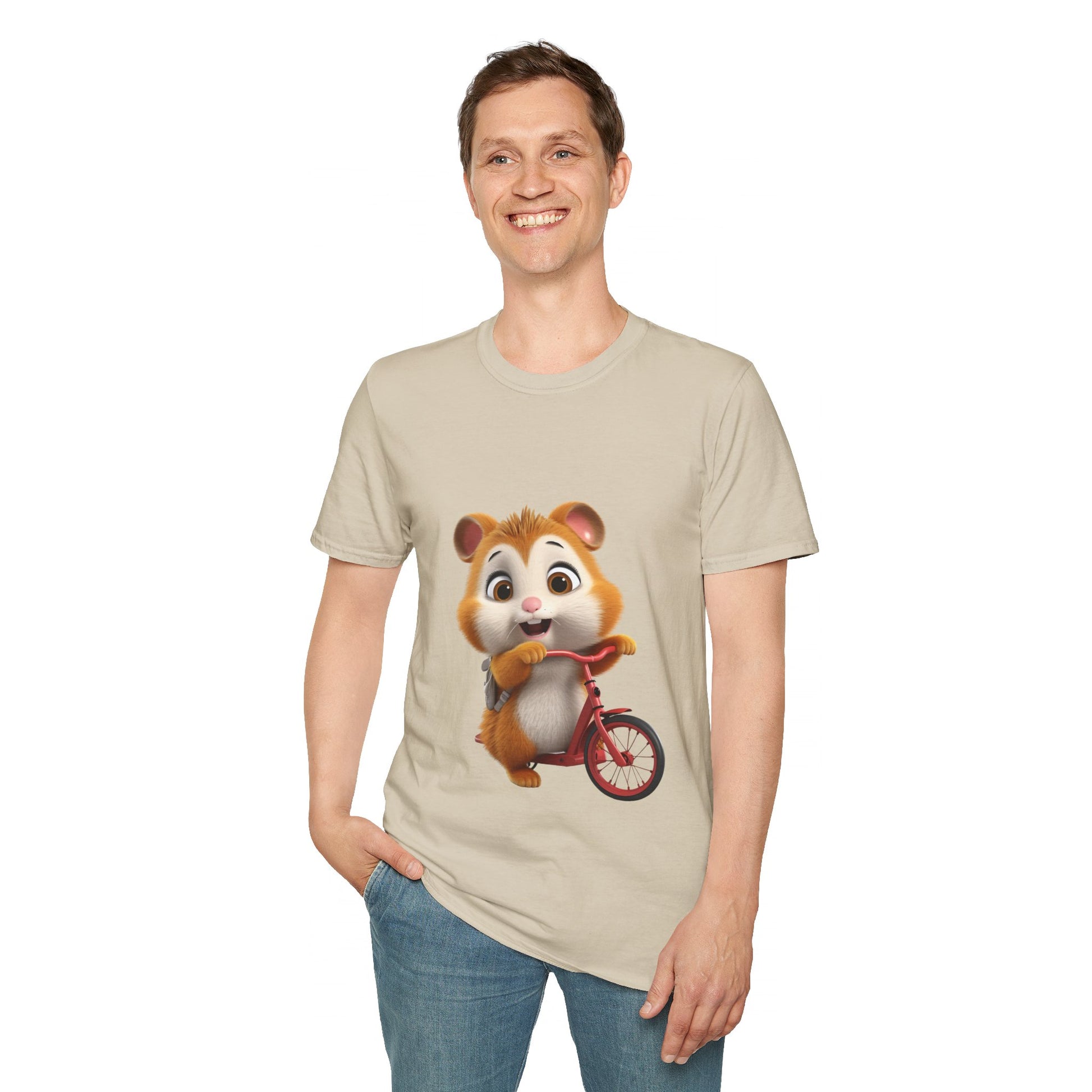 Unisex Softstyle T-Shirt - Hamster on Bike - CutieQ Shop