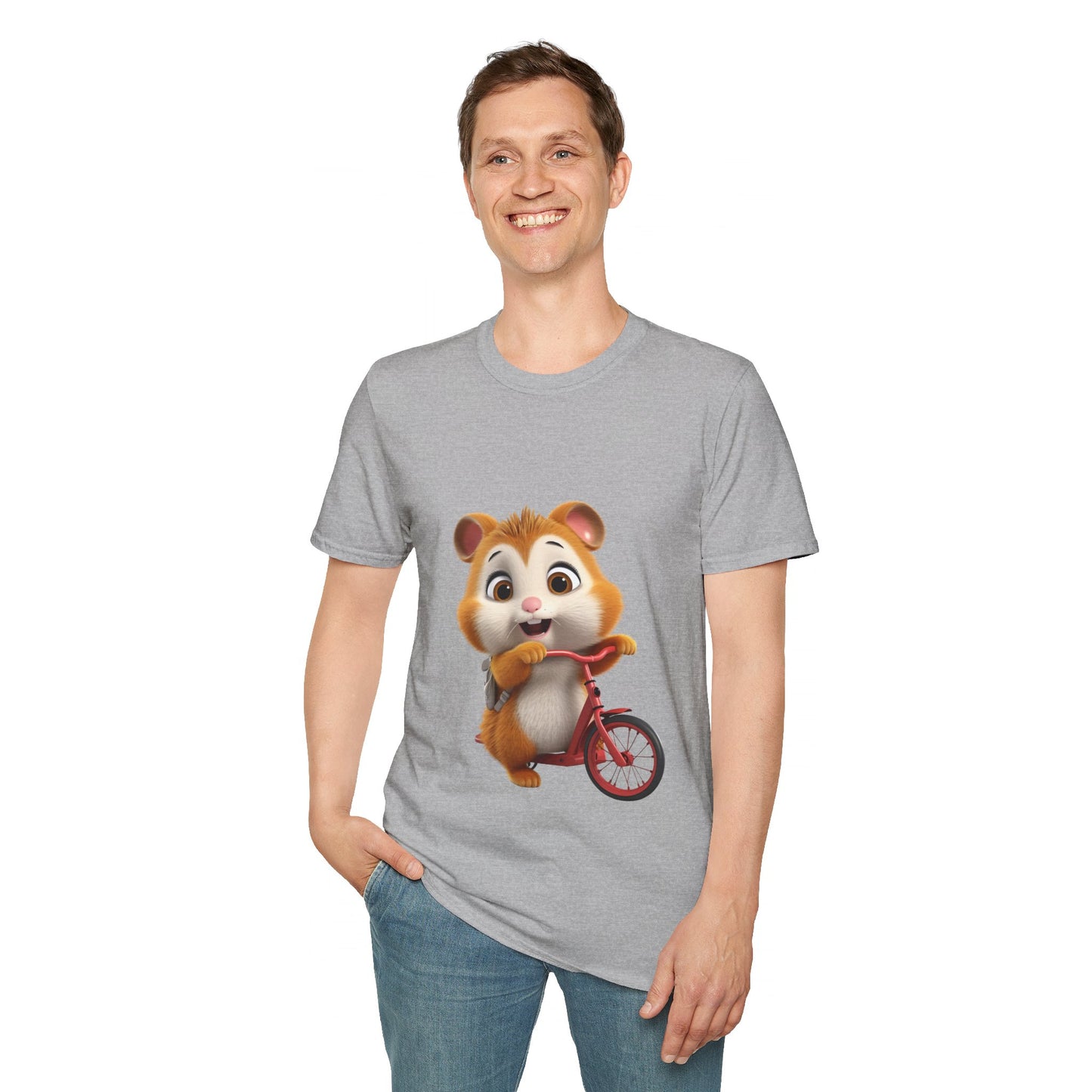 Unisex Softstyle T-Shirt - Hamster on Bike - CutieQ Shop