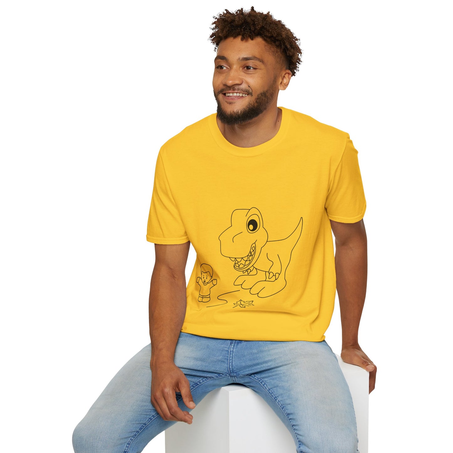 Unisex Softstyle T-Shirt - Dino Chasing Little People - CutieQ Shop