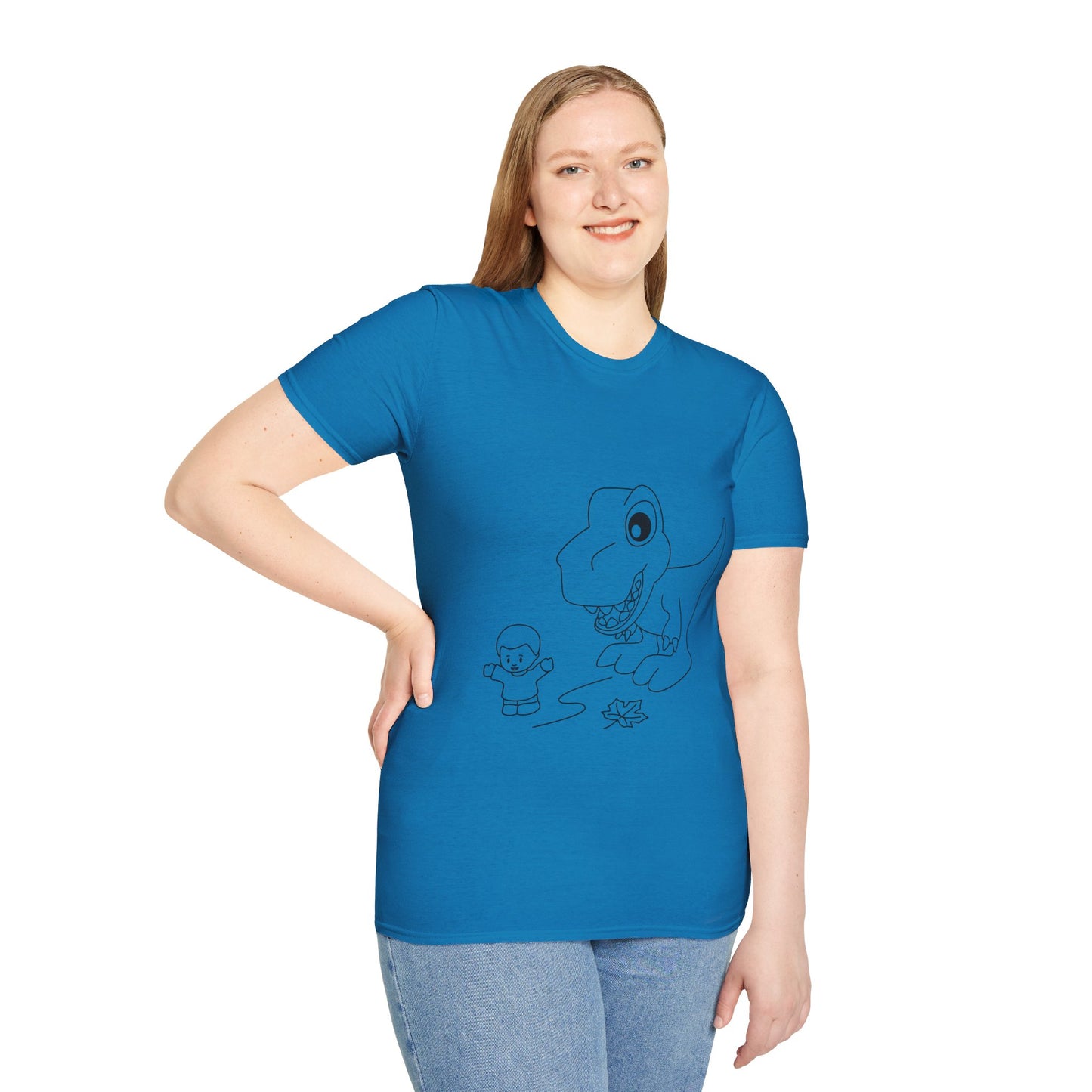 Unisex Softstyle T-Shirt - Dino Chasing Little People - CutieQ Shop