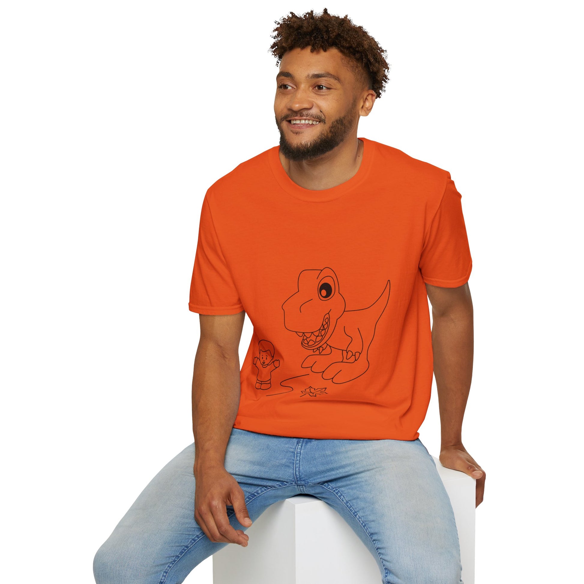 Unisex Softstyle T-Shirt - Dino Chasing Little People - CutieQ Shop