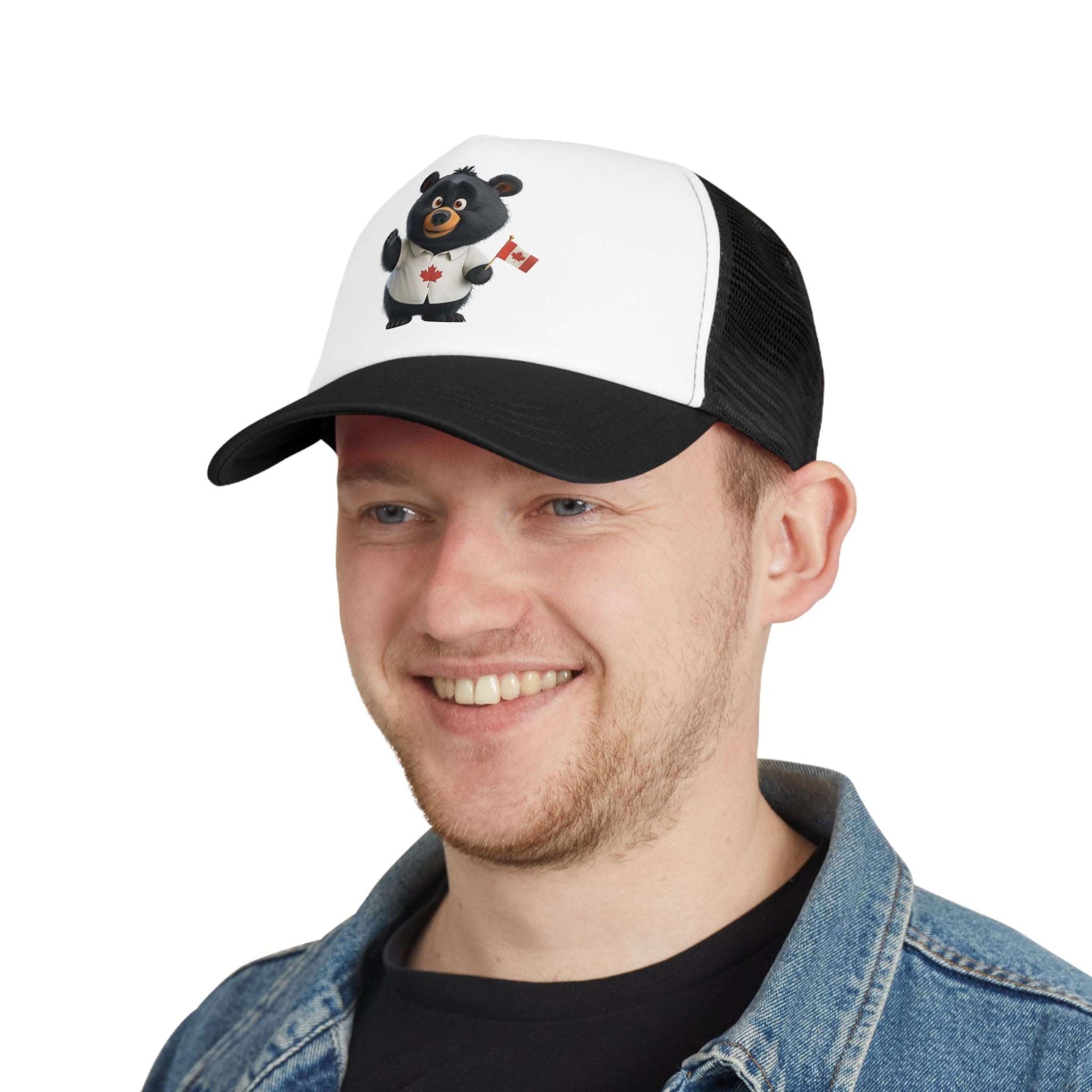 Mesh Cap - Black Bear with Canadian Flag - CutieQ Shop