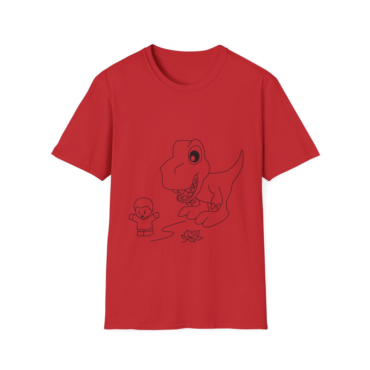 Unisex Softstyle T-Shirt - Dino Chasing Little People - CutieQ Shop