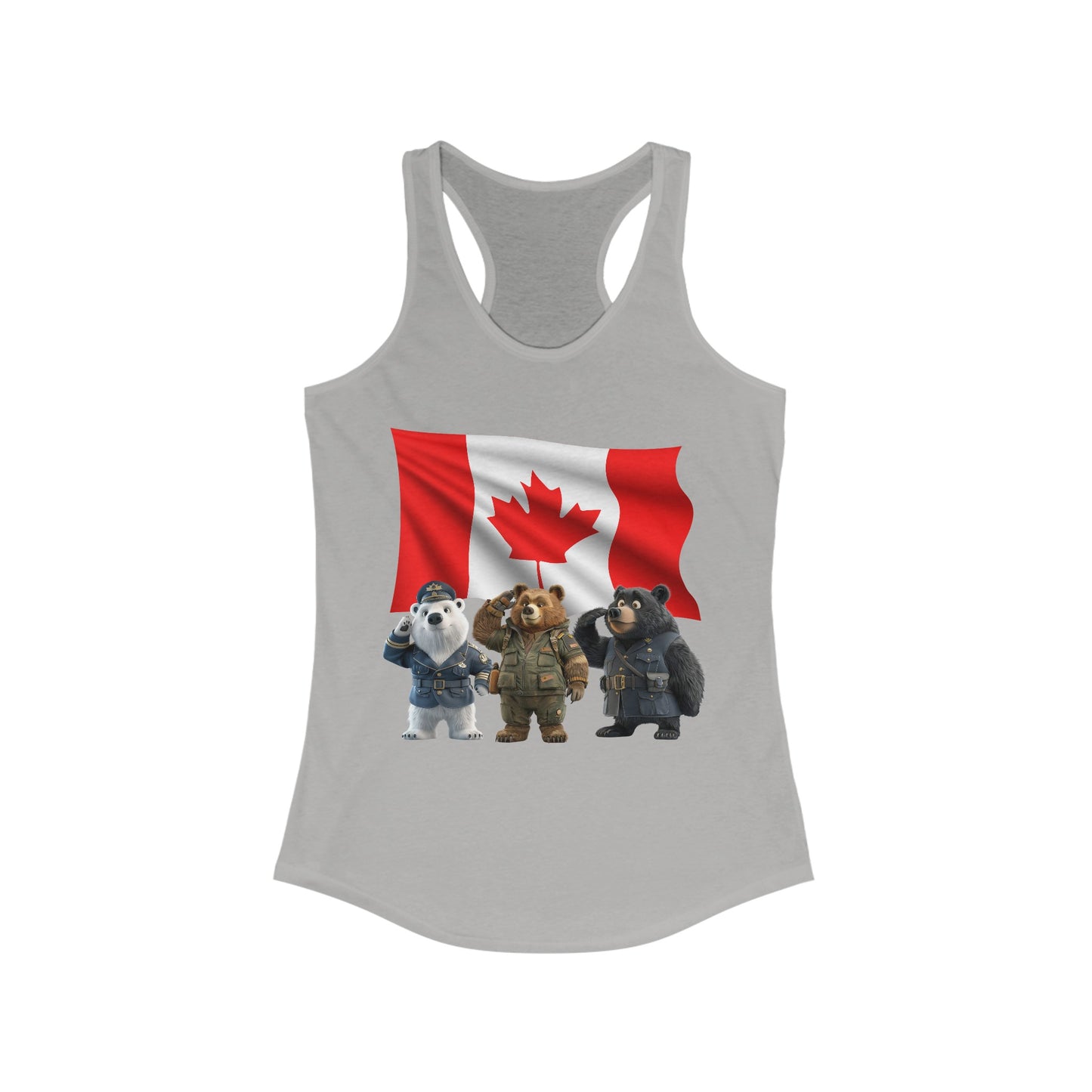 Women's Ideal Racerback Tank - Three Bears Saluting - CutieQ Shop