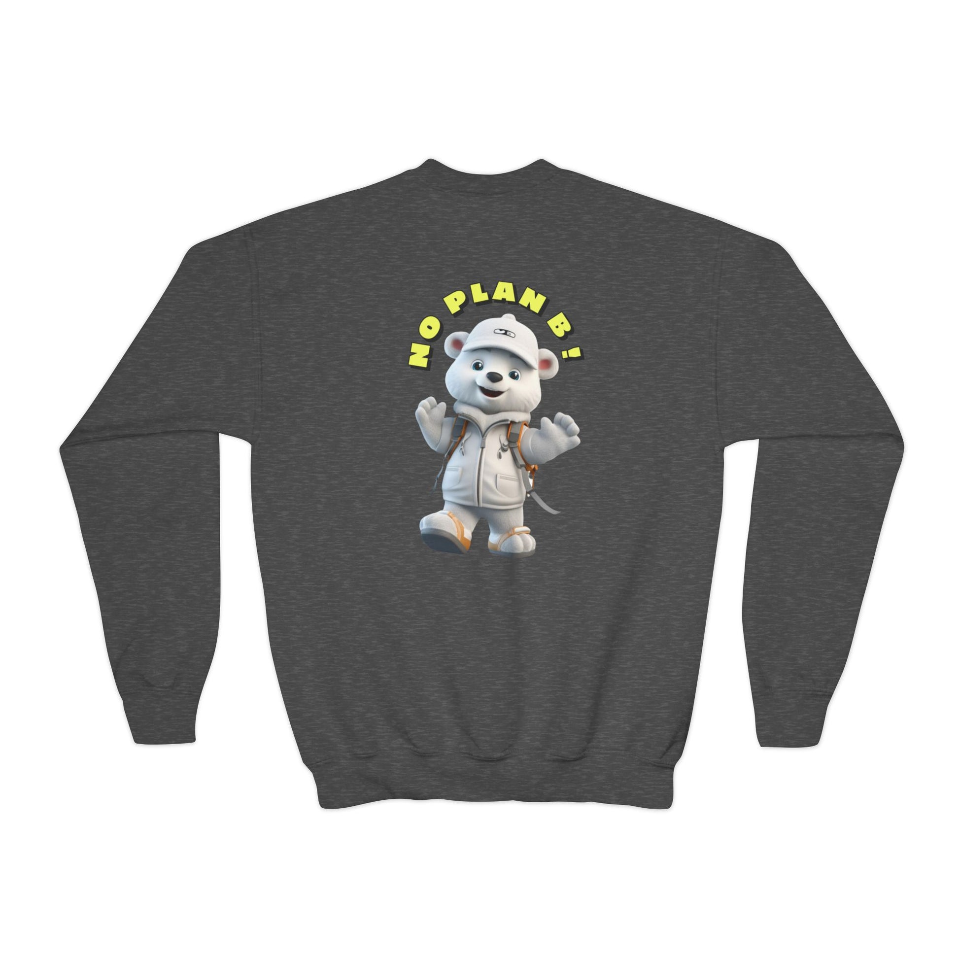 Youth Crewneck Sweatshirt - Polar Bear No Plan B (Back)