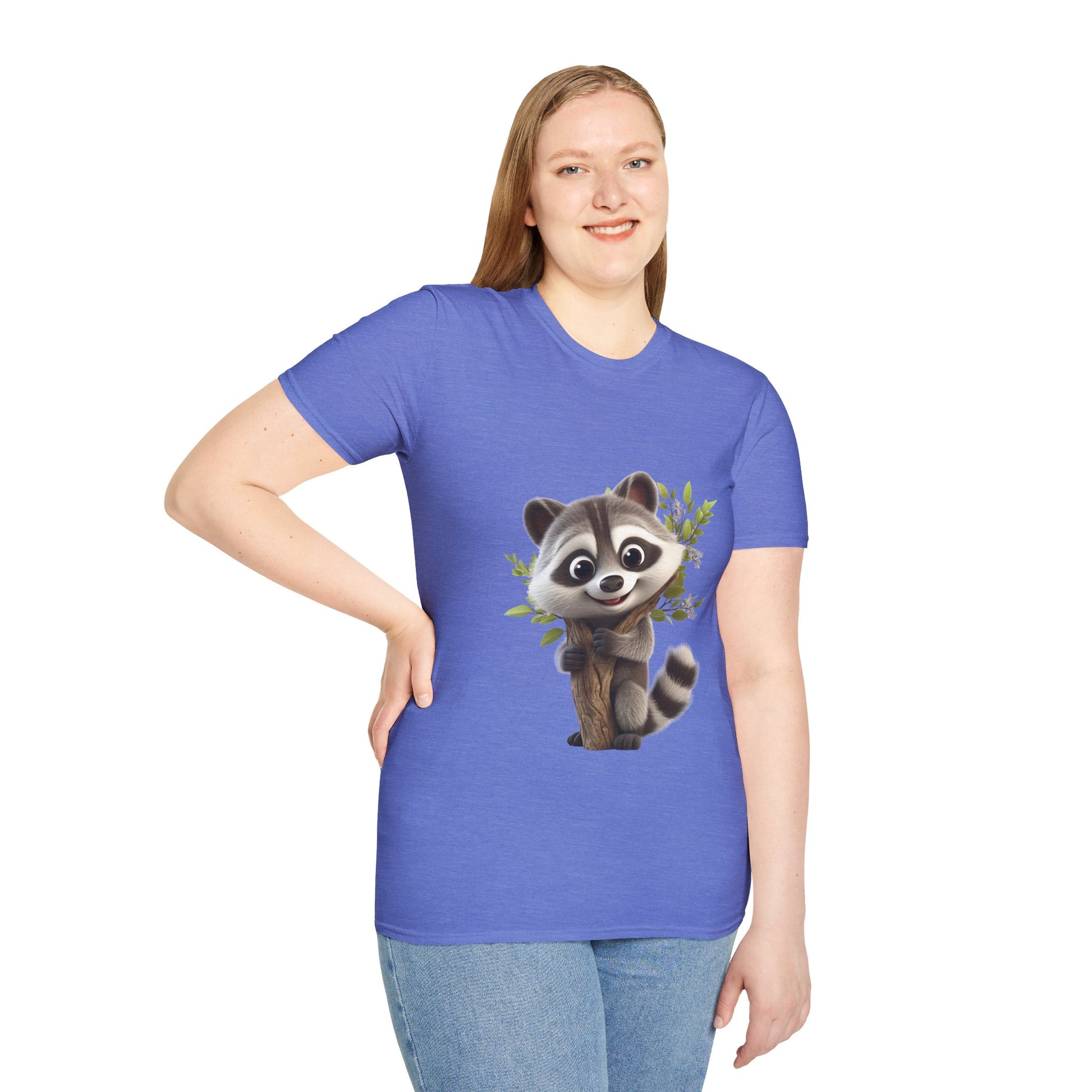 Unisex Softstyle T-Shirt - Raccoon Loves Nature - CutieQ Shop