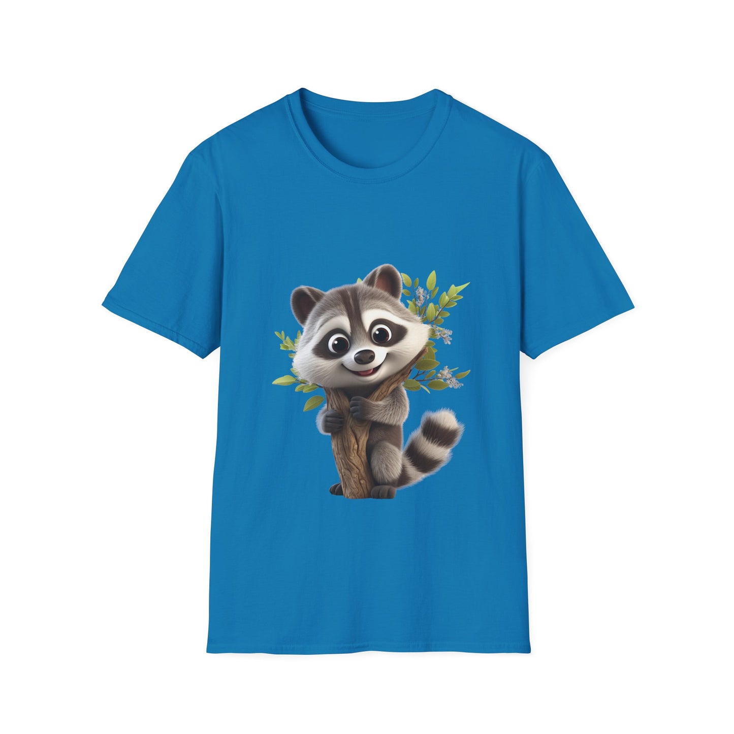 Unisex Softstyle T-Shirt - Raccoon Loves Nature - CutieQ Shop