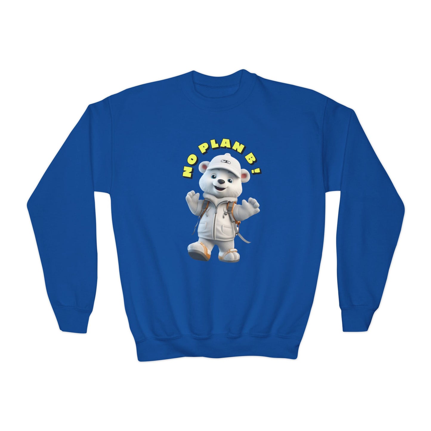 Youth Crewneck Sweatshirt - Polar Bear No Plan B (Front)