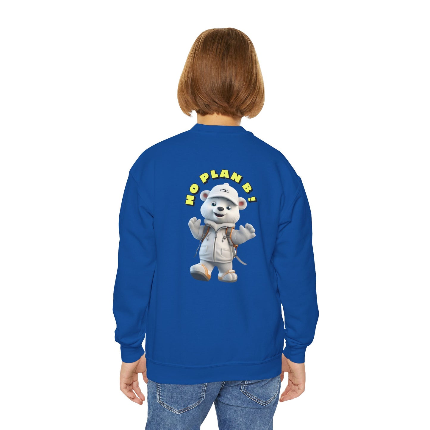 Youth Crewneck Sweatshirt - Polar Bear No Plan B (Back)