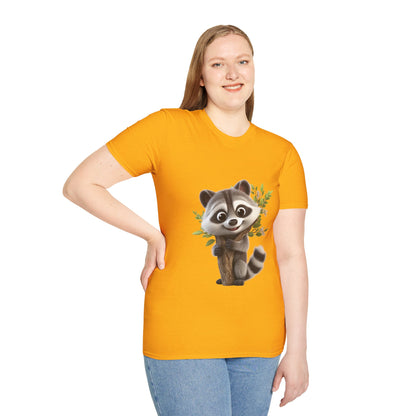 Unisex Softstyle T-Shirt - Raccoon Loves Nature - CutieQ Shop