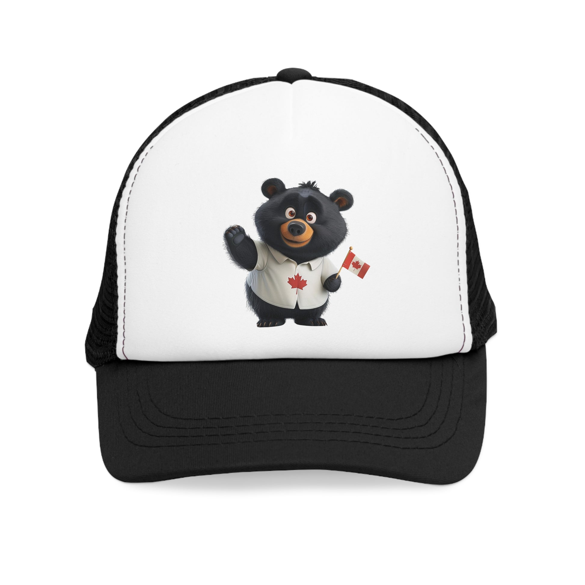 Mesh Cap - Black Bear with Canadian Flag - CutieQ Shop