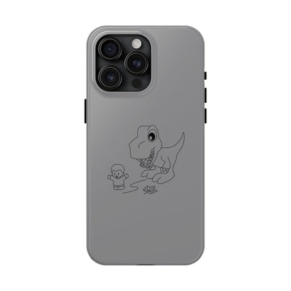 Tough Phone Cases - iPhone 15 - Dino Chasing Little People - CutieQ Shop