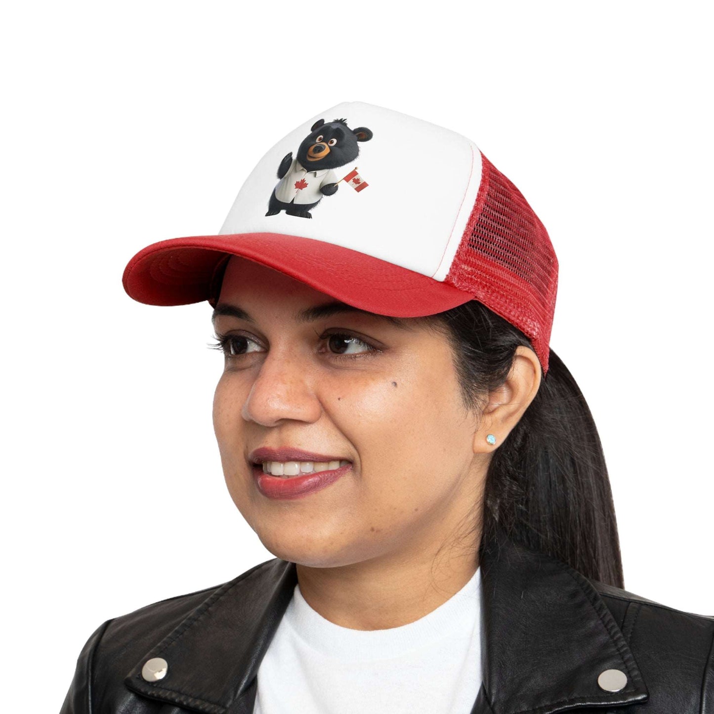 Mesh Cap - Black Bear with Canadian Flag - CutieQ Shop