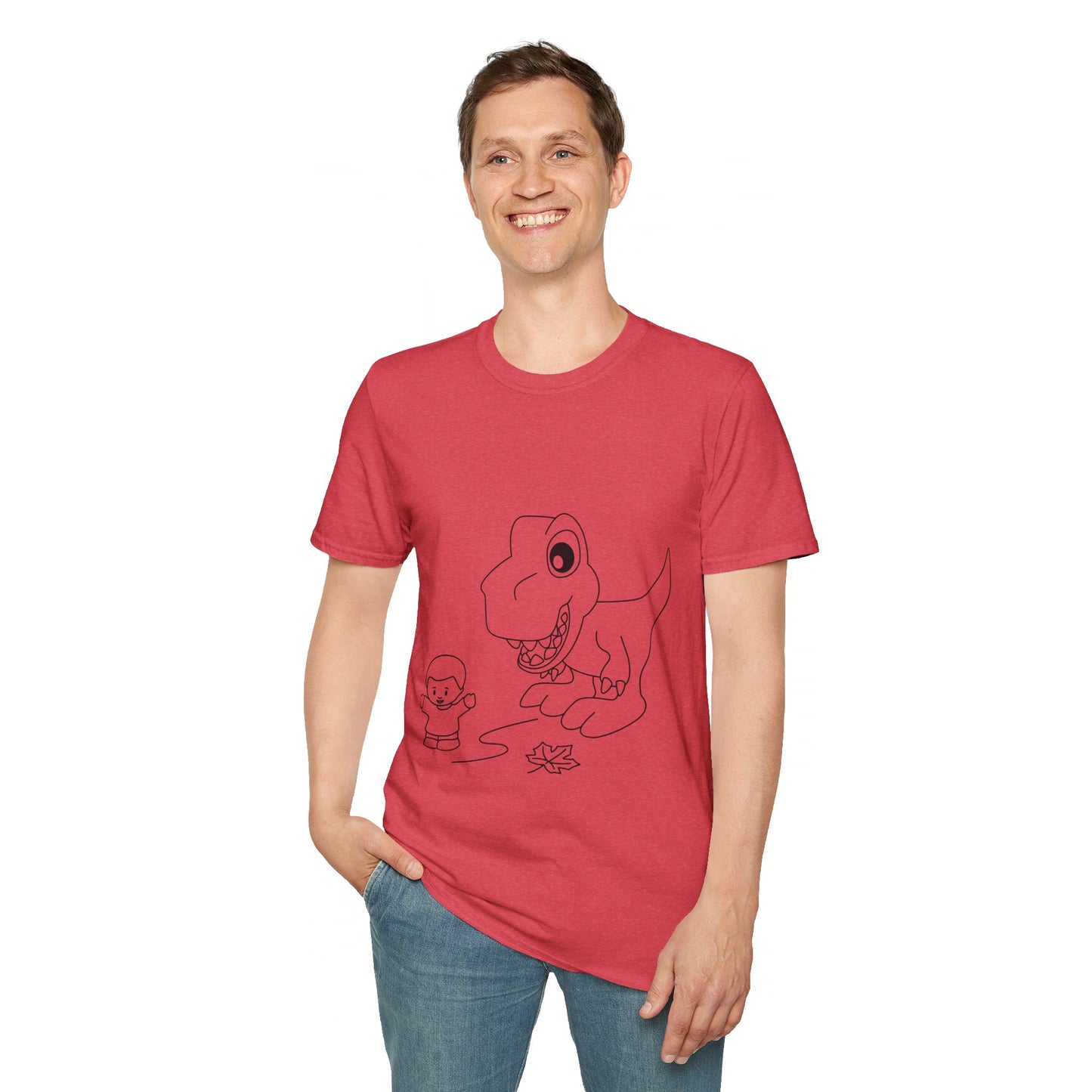 Unisex Softstyle T-Shirt - Dino Chasing Little People - CutieQ Shop