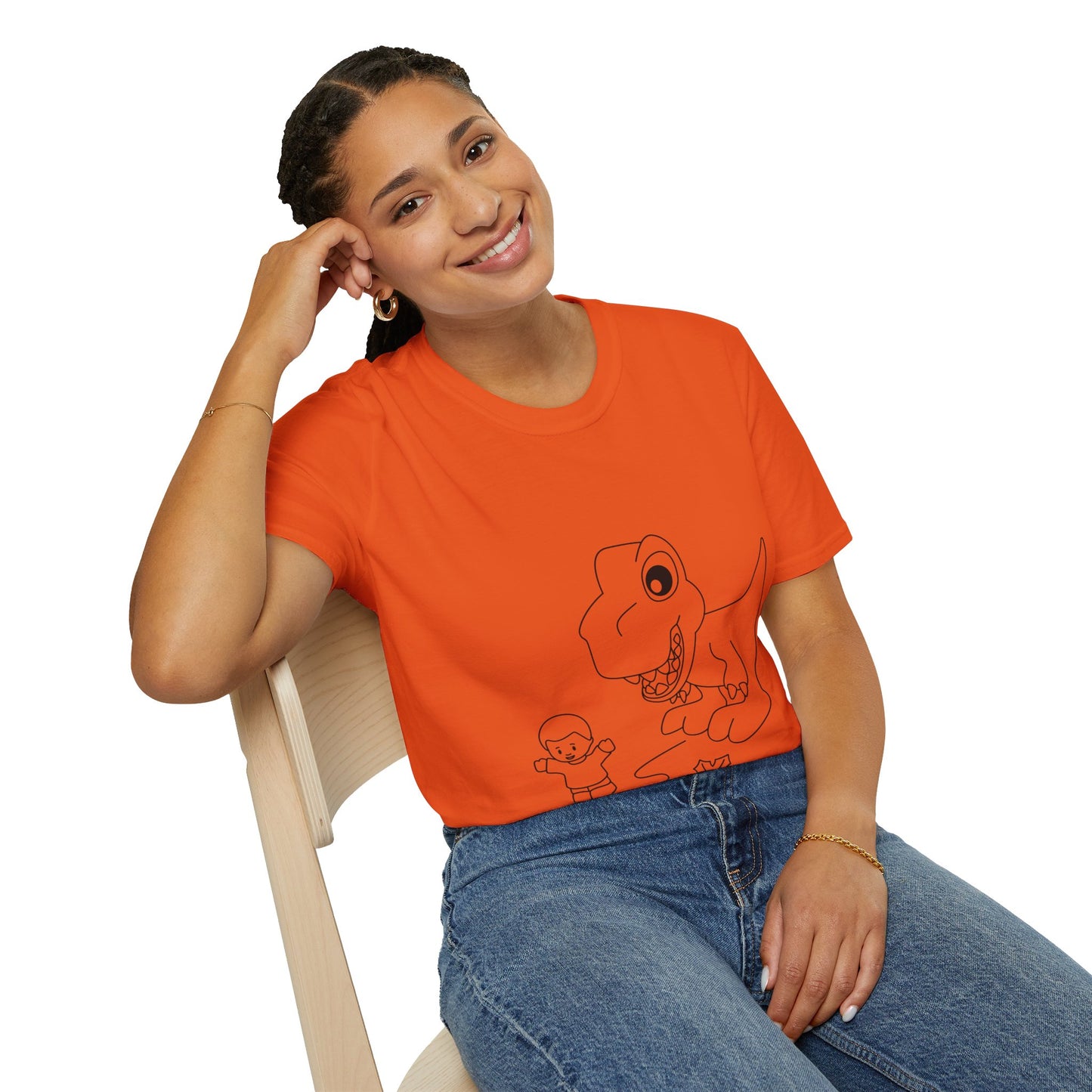 Unisex Softstyle T-Shirt - Dino Chasing Little People - CutieQ Shop