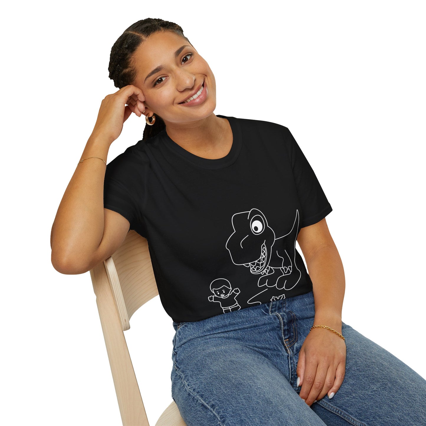 Unisex Softstyle T-Shirt - Dino Chasing Little People - CutieQ Shop