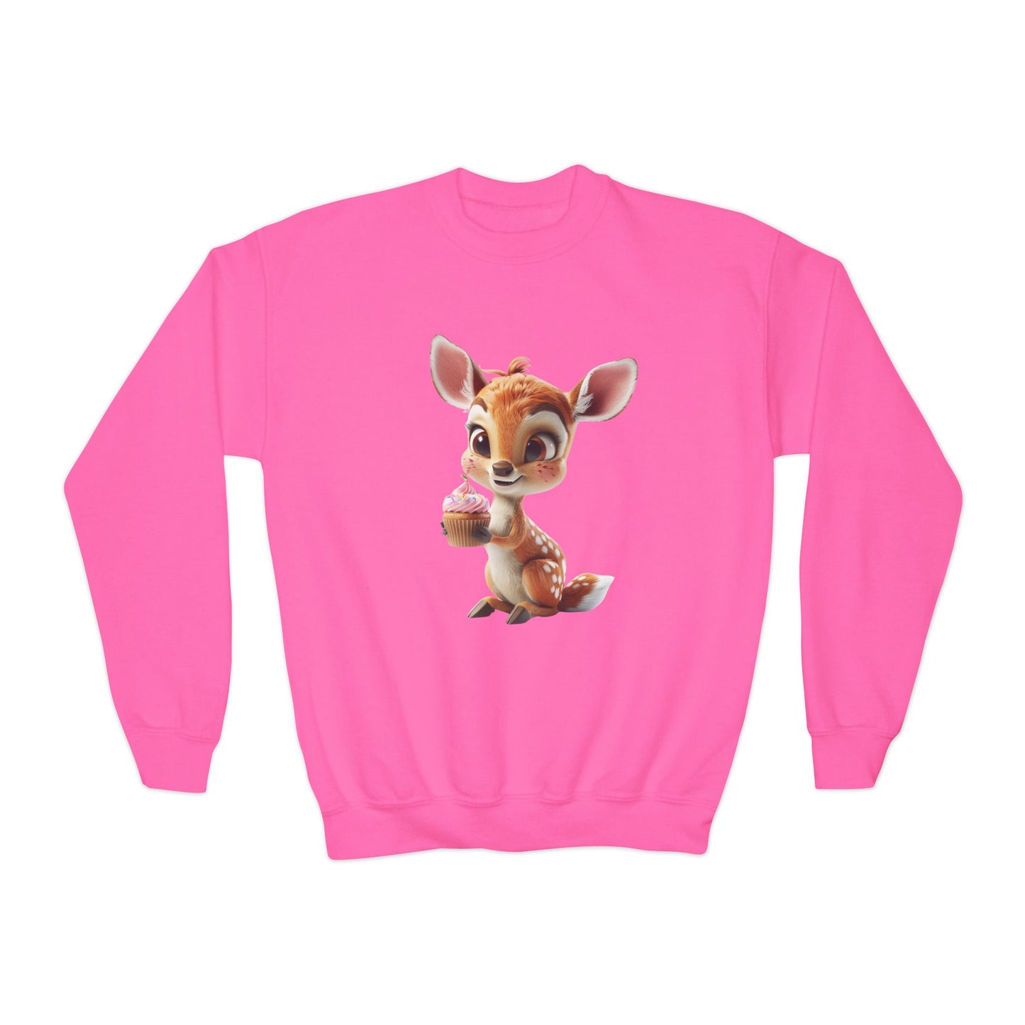 Youth Crewneck Sweatshirt - Deer Loves Cupcakes