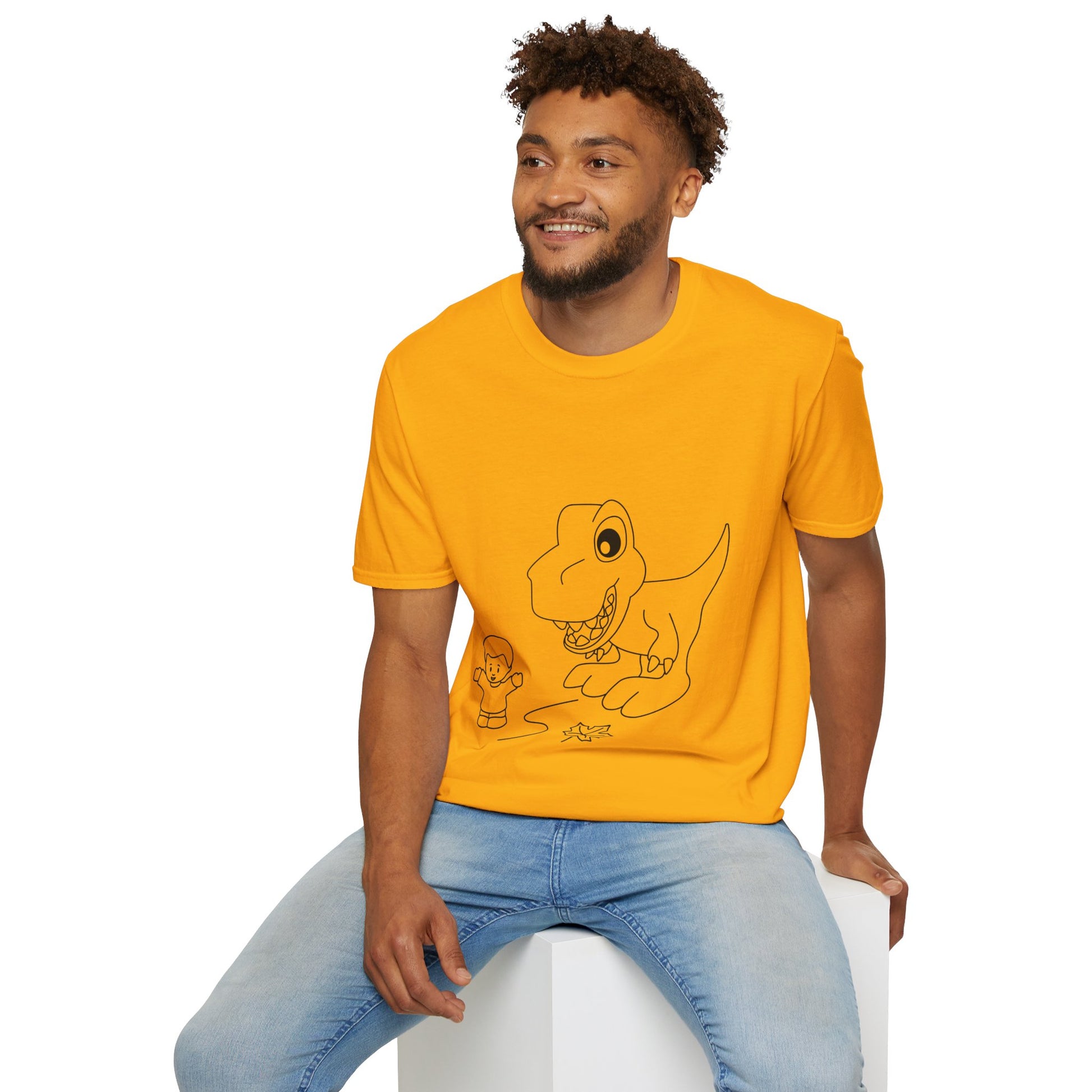 Unisex Softstyle T-Shirt - Dino Chasing Little People - CutieQ Shop