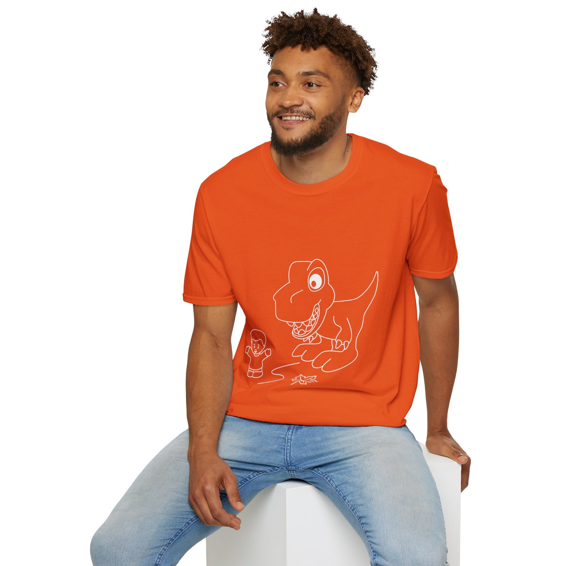 Unisex Softstyle T-Shirt - Dino Chasing Little People - CutieQ Shop