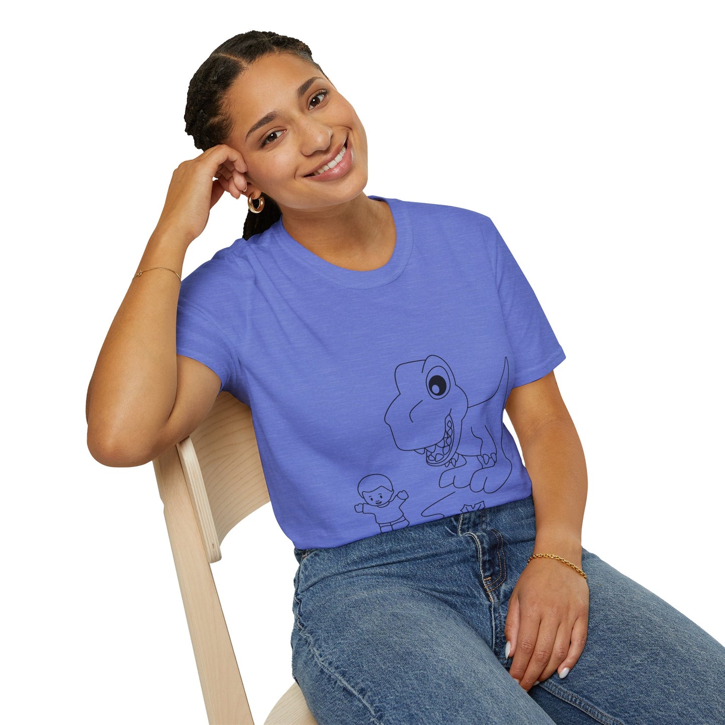 Unisex Softstyle T-Shirt - Dino Chasing Little People - CutieQ Shop