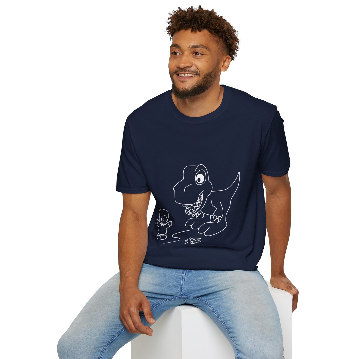 Unisex Softstyle T-Shirt - Dino Chasing Little People - CutieQ Shop