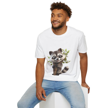 Unisex Softstyle T-Shirt - Raccoon Loves Nature - CutieQ Shop