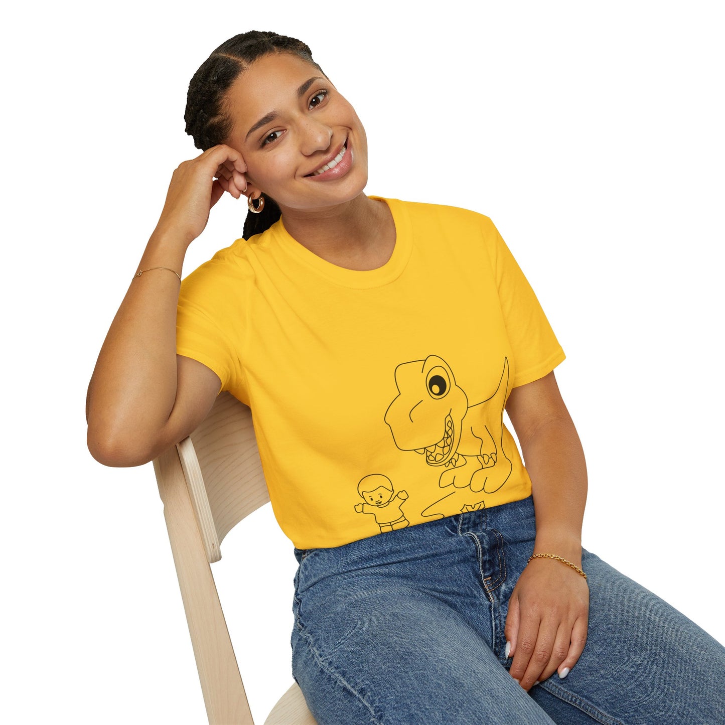 Unisex Softstyle T-Shirt - Dino Chasing Little People - CutieQ Shop