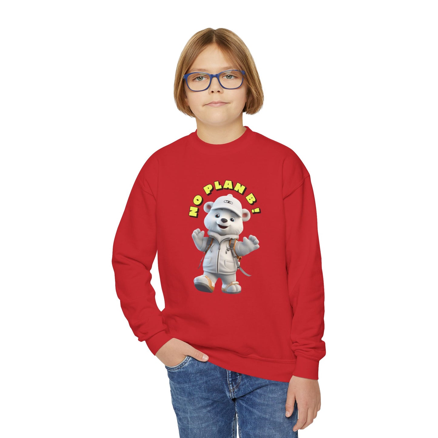 Youth Crewneck Sweatshirt - Polar Bear No Plan B (Front)