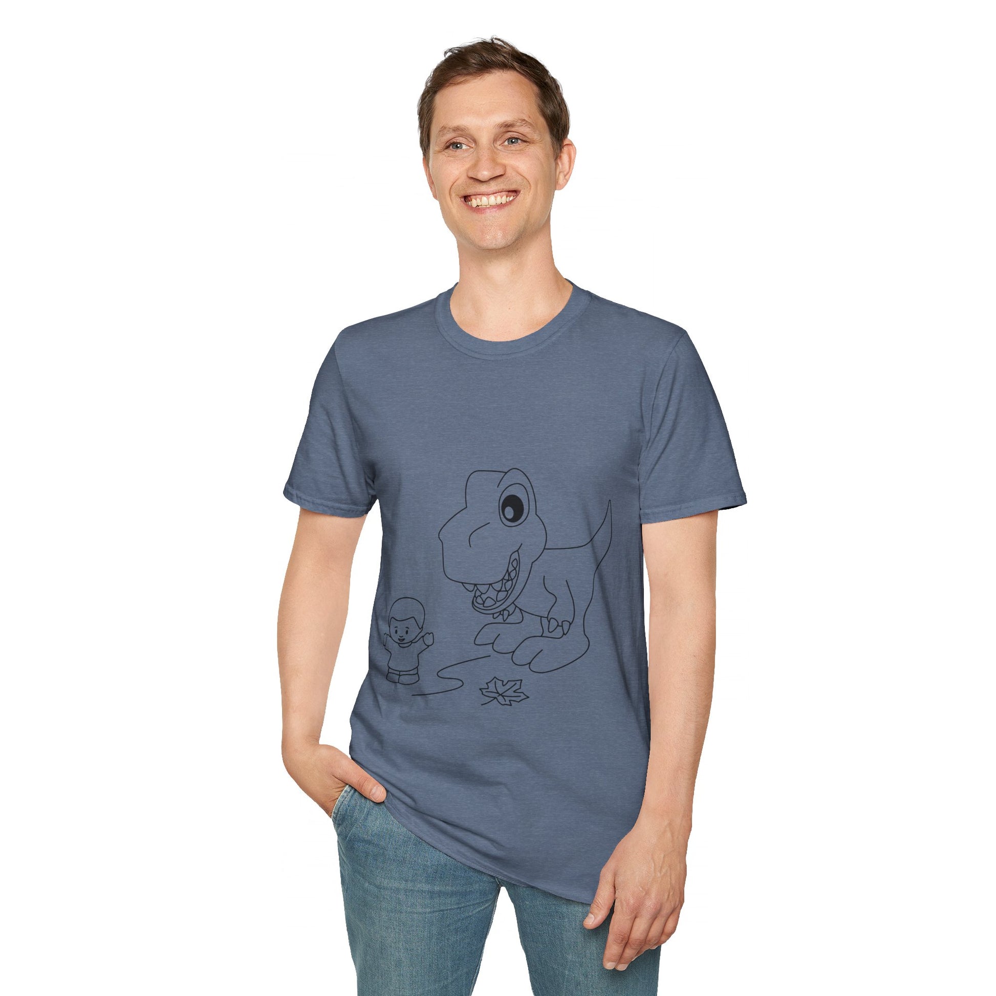 Unisex Softstyle T-Shirt - Dino Chasing Little People - CutieQ Shop