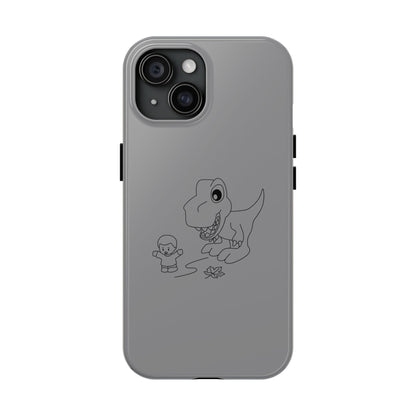 Tough Phone Cases - iPhone 15 - Dino Chasing Little People - CutieQ Shop