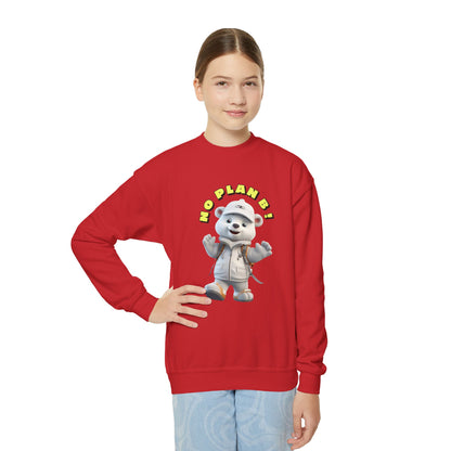 Youth Crewneck Sweatshirt - Polar Bear No Plan B (Front)