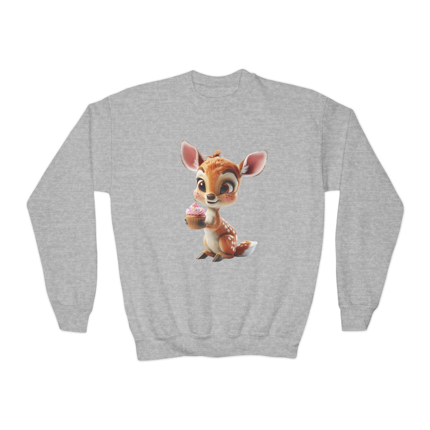 Youth Crewneck Sweatshirt - Deer Loves Cupcakes