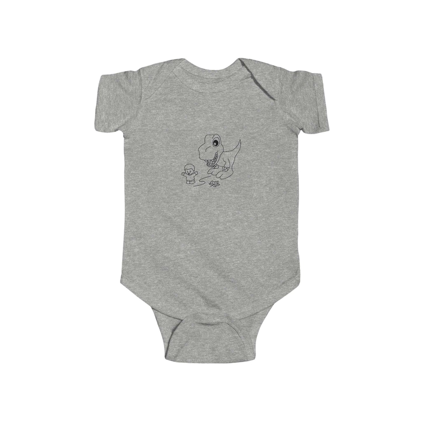 Infant Fine Jersey Bodysuit - Dino Chasing Little People - CutieQ Shop