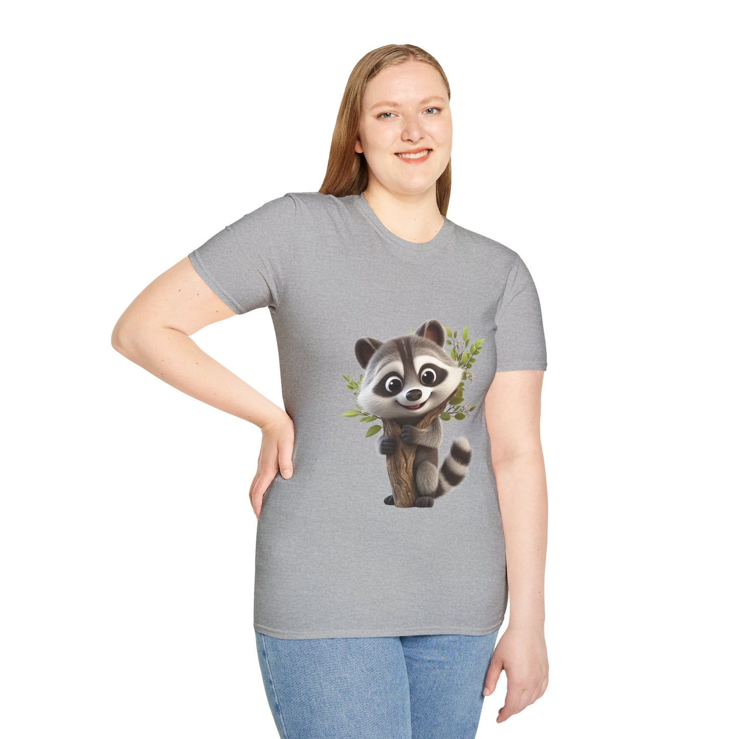 Unisex Softstyle T-Shirt - Raccoon Loves Nature - CutieQ Shop