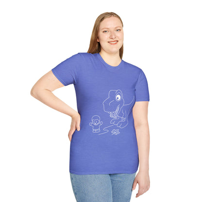 Unisex Softstyle T-Shirt - Dino Chasing Little People - CutieQ Shop