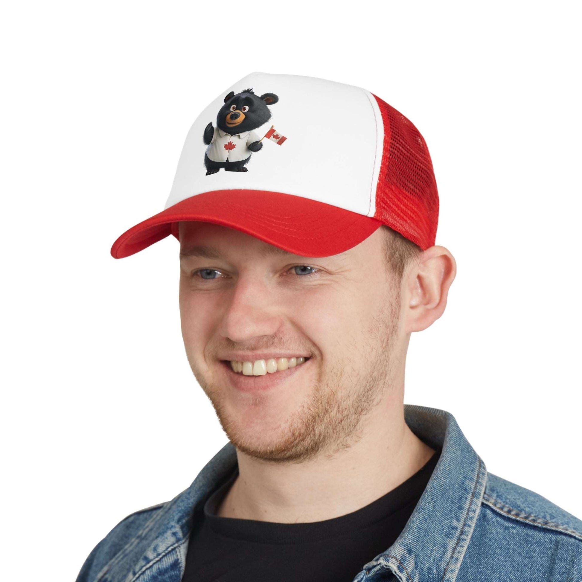 Mesh Cap - Black Bear with Canadian Flag - CutieQ Shop