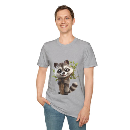 Unisex Softstyle T-Shirt - Raccoon Loves Nature - CutieQ Shop