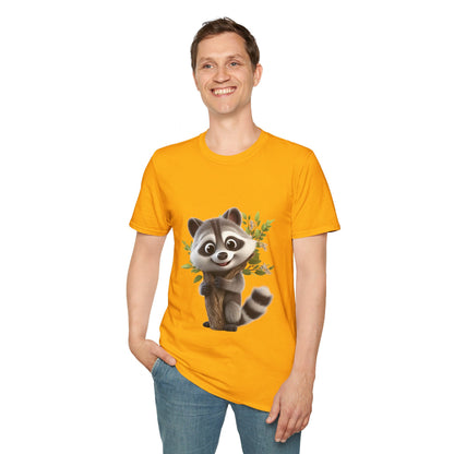 Unisex Softstyle T-Shirt - Raccoon Loves Nature - CutieQ Shop