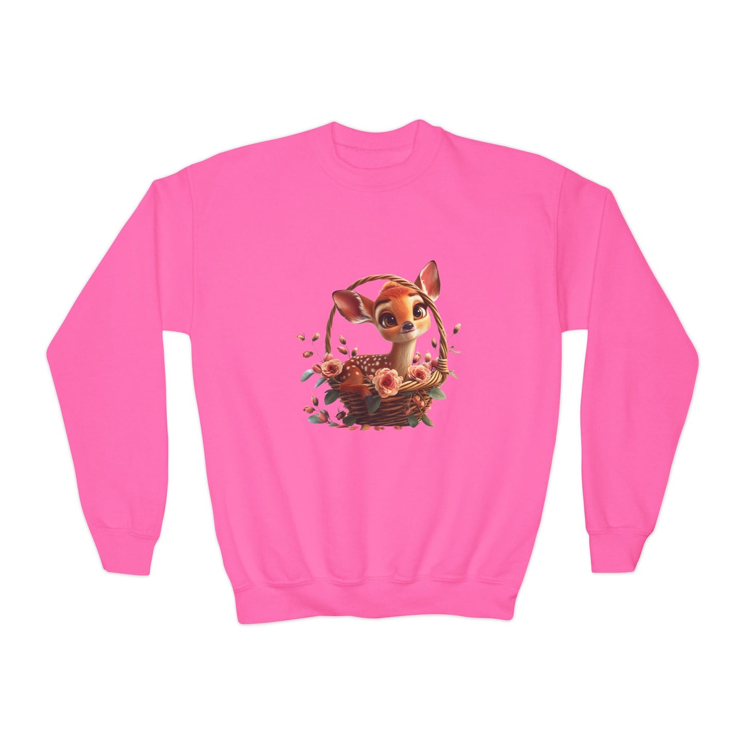 Youth Crewneck Sweatshirt - Deer and Flower Basket