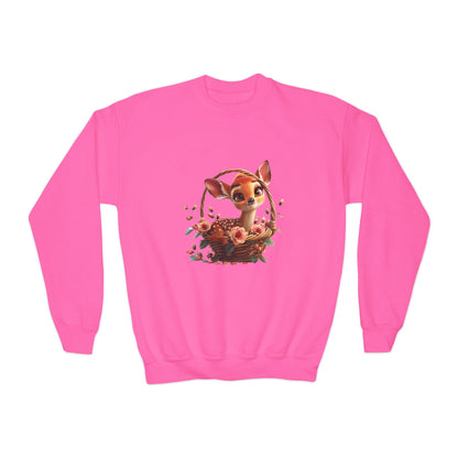 Youth Crewneck Sweatshirt - Deer and Flower Basket