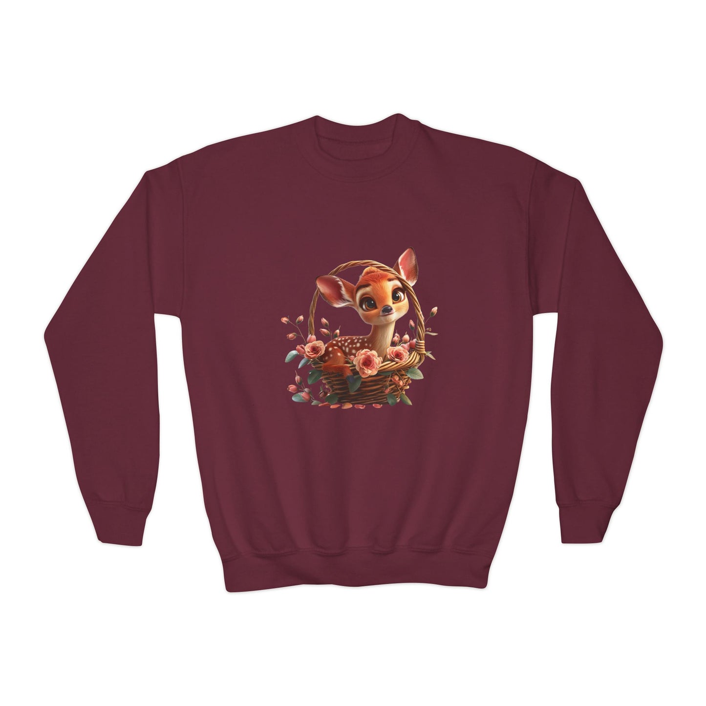 Youth Crewneck Sweatshirt - Deer and Flower Basket