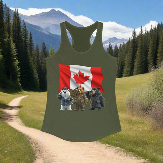 Women's Ideal Racerback Tank - Three Bears Saluting - CutieQ Shop