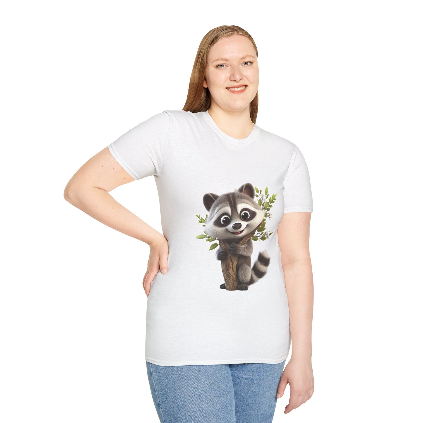 Unisex Softstyle T-Shirt - Raccoon Loves Nature - CutieQ Shop