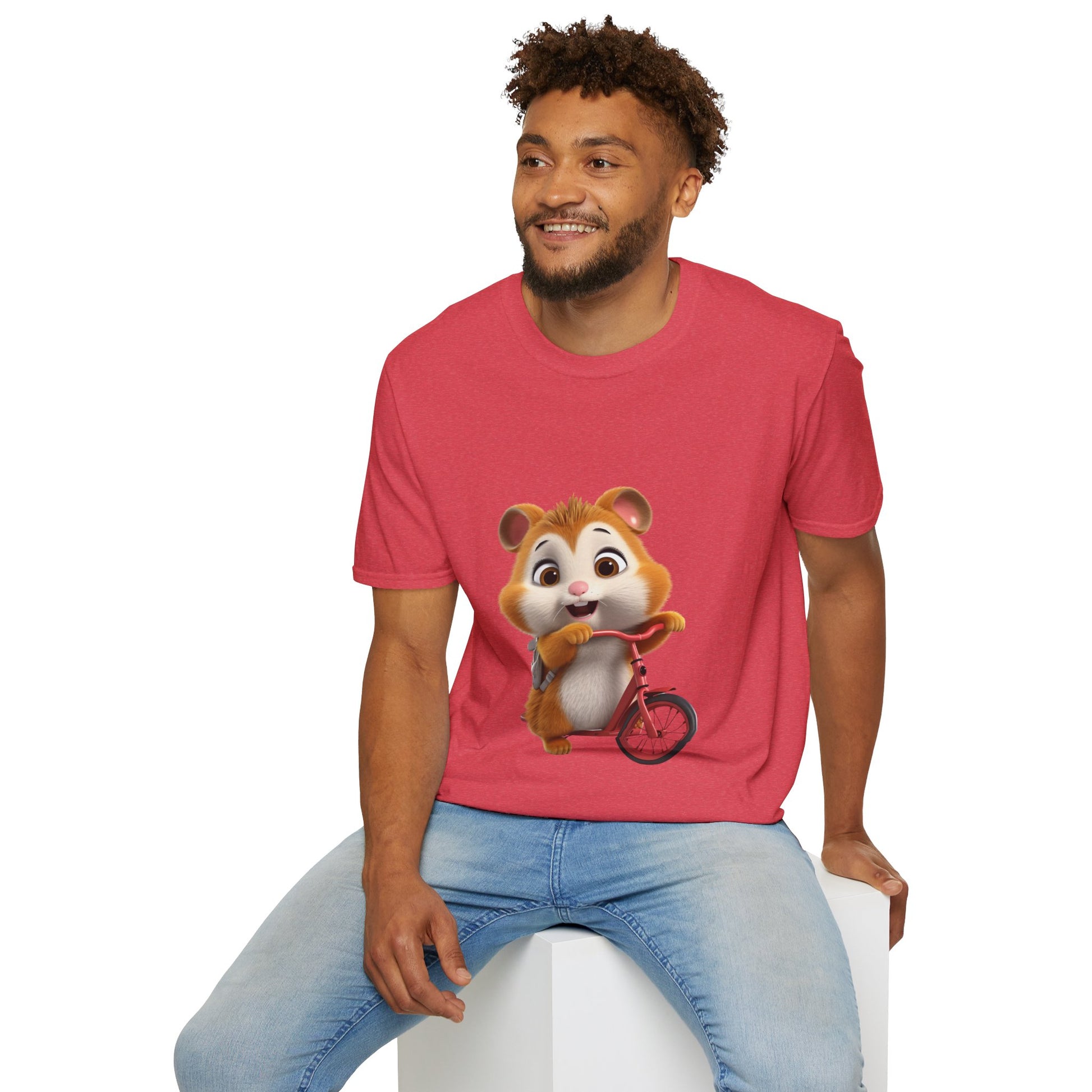 Unisex Softstyle T-Shirt - Hamster on Bike - CutieQ Shop